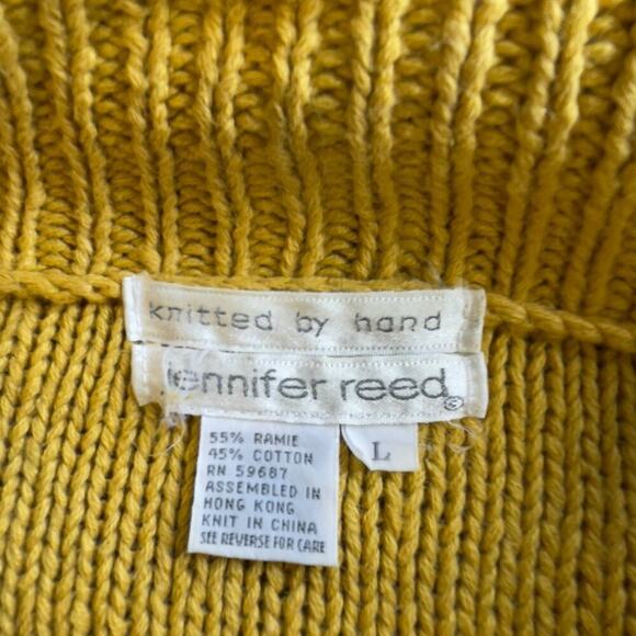 Jennifer Reed hand knitted yellow vintage sweater with tassels large - Picture 7 of 13